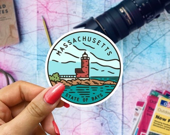Massachusetts Travel Sticker, State Badge Souvenir, Massachusetts Suitcase Decal, Vacation Stickers