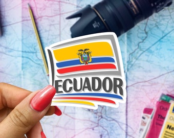 Ecuador Flag Travel Sticker, Passport Souvenir, Ecuadorian Suitcase Decal, Vacation Stickers