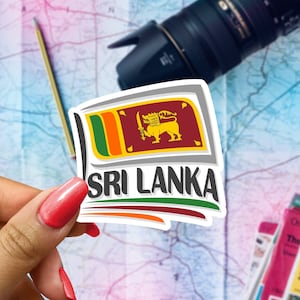 Sri Lanka Flag Travel Sticker, Passport Souvenir, Sri Lankan Suitcase Decal, Vacation Stickers
