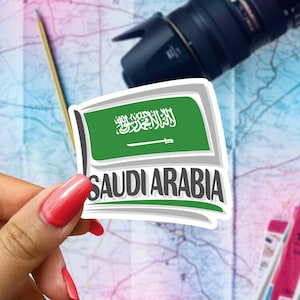 Saudi Arabia Flag Travel Sticker, Passport Souvenir, Saudi Arabian Suitcase Decal, Vacation Stickers
