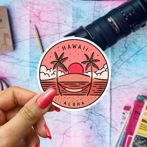Hawaii Travel Sticker, State Badge Souvenir, Hawaii Suitcase Decal, Vacation Stickers