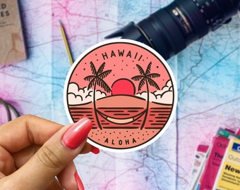 Hawaii Travel Sticker, State Badge Souvenir, Hawaii Suitcase Decal, Vacation Stickers