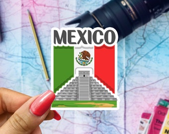 Mexico Travel Sticker, Passport Souvenir, Mexican Suitcase Decal, Vacation Stickers