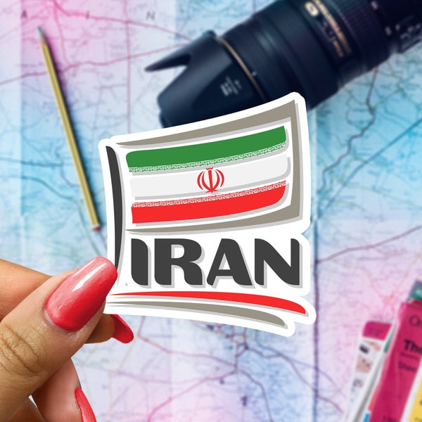 Iran Flag Travel Sticker, Passport Souvenir, Persian Suitcase Decal, Vacation Stickers