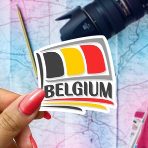 Belgium Flag Travel Sticker, Passport Souvenir, Belgian Suitcase Decal, Vacation Stickers
