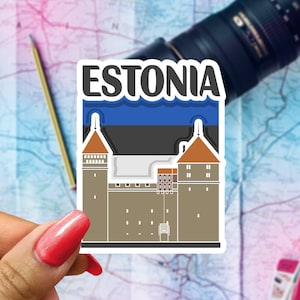 Estonia Travel Sticker, Passport Souvenir, Estonian Suitcase Decal, Vacation Stickers