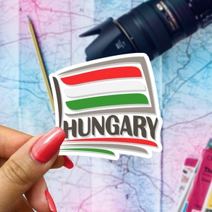Hungary Flag Travel Sticker, Passport Souvenir, Hungarian Suitcase Decal, Vacation Stickers