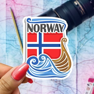 Norway Travel Sticker, Passport Souvenir, Norwegian Suitcase Decal, Vacation Stickers
