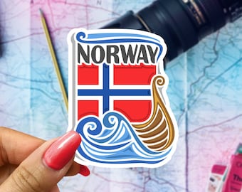Norway Travel Sticker, Passport Souvenir, Norwegian Suitcase Decal, Vacation Stickers