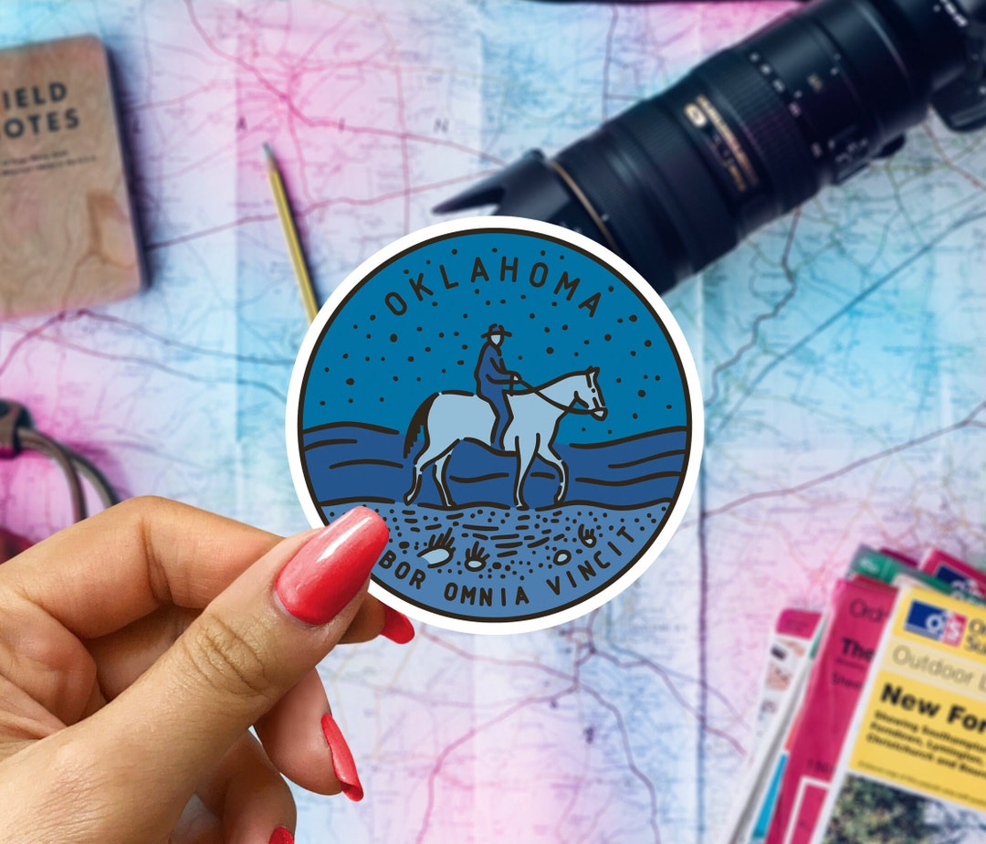 Oklahoma Travel Sticker, State Badge Souvenir, Oklahoma Suitcase Decal ...