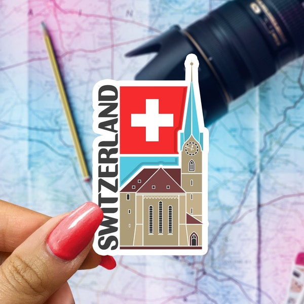 Switzerland Travel Sticker, Passport Souvenir, Swiss Suitcase Decal, Vacation Stickers