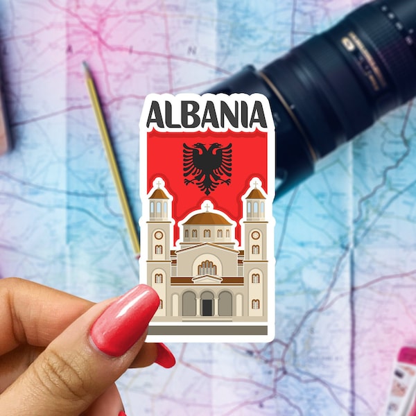 Albania Travel Sticker, Passport Souvenir, Albanian Suitcase Decal, Vacation Stickers