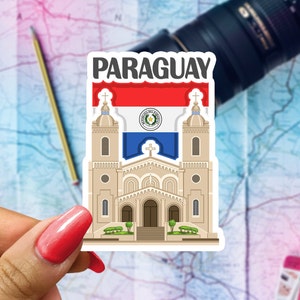 Paraguay Travel Sticker, Passport Souvenir, Paraguayan Suitcase Decal, Vacation Stickers