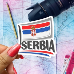 Serbia Flag Travel Sticker, Passport Souvenir, Serbian Suitcase Decal, Vacation Stickers