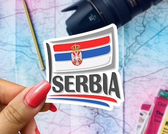 Serbia Flag Travel Sticker, Passport Souvenir, Serbian Suitcase Decal, Vacation Stickers