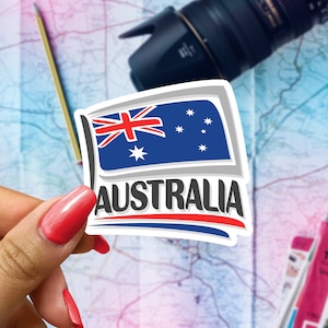 Australia Flag Travel Sticker, Passport Souvenir, Australian Suitcase Decal, Vacation Stickers
