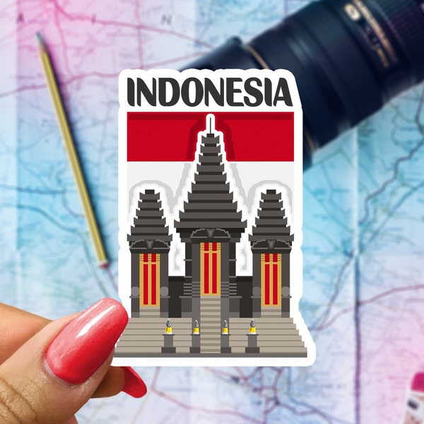 Indonesia Travel Sticker, Passport Souvenir, Indonesian Suitcase Decal, Vacation Stickers