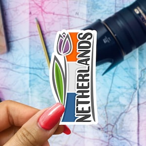 Netherlands Travel Sticker, Passport Souvenir, Dutch Suitcase Decal, Vacation Stickers