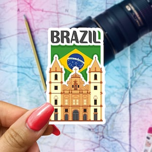 Brazil Travel Sticker, Passport Souvenir, Brazilian Suitcase Decal, Vacation Stickers