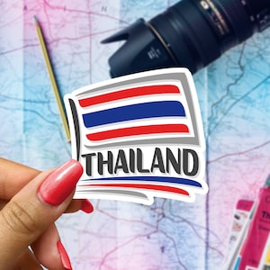 Thailand Flag Travel Sticker, Passport Souvenir, Thai Suitcase Decal, Vacation Stickers