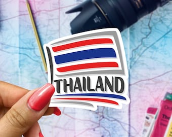 Thailand Flag Travel Sticker, Passport Souvenir, Thai Suitcase Decal, Vacation Stickers