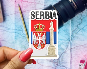 Serbia Travel Sticker, Passport Souvenir, Serbian Suitcase Decal, Vacation Stickers