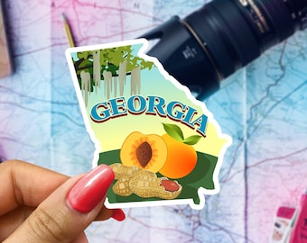 Georgia Travel Sticker, State Souvenir, Georgia Suitcase Decal, Vacation Stickers