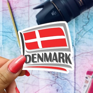 Denmark Flag Travel Sticker, Passport Souvenir, Danish Suitcase Decal, Vacation Stickers