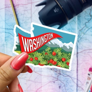 Washington Travel Sticker, State Souvenir, Washington Suitcase Decal, Vacation Stickers
