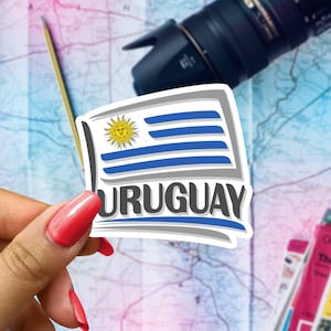 Uruguay Flag Travel Sticker, Passport Souvenir, Uruguayan Suitcase Decal, Vacation Stickers