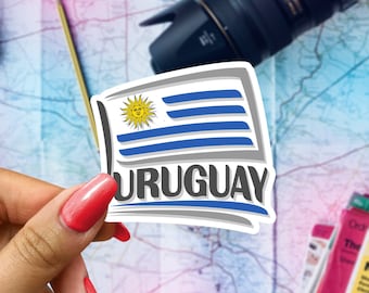Uruguay Flag Travel Sticker, Passport Souvenir, Uruguayan Suitcase Decal, Vacation Stickers