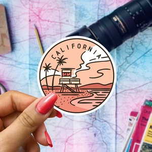 California Travel Sticker, State Badge Souvenir, California Suitcase Decal, Vacation Stickers