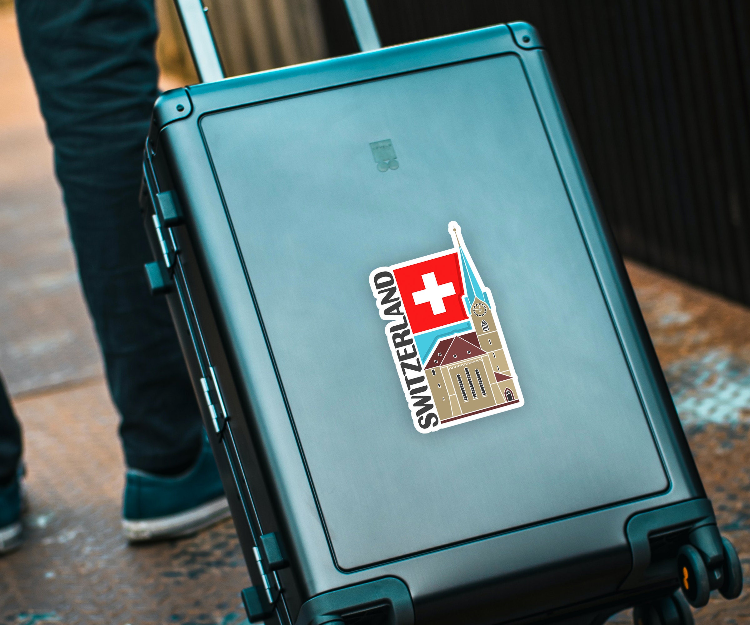 Switzerland Travel Sticker, Passport Souvenir, Swiss Suitcase Decal ...
