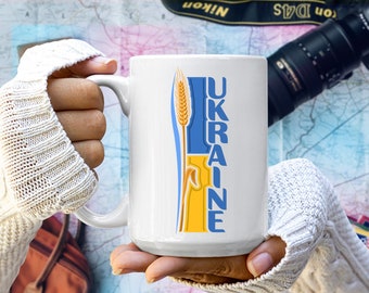 Ukraine-Inspired Travel Coffee Mug | Unique Ukrainian Design | Ceramic Travel Cup