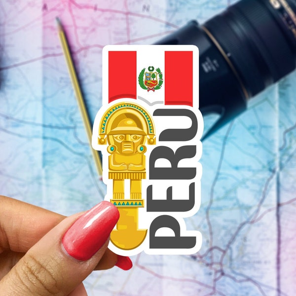 Peru Travel Sticker, Passport Souvenir, Peruvian Suitcase Decal, Vacation Stickers
