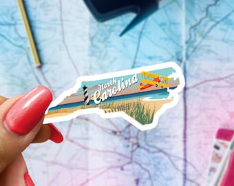 North Carolina Travel Sticker: Glossy State Souvenir Decal