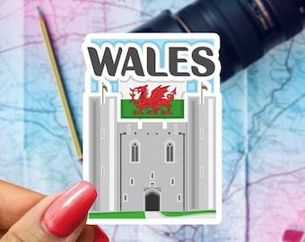 Wales Travel Sticker, Passport Souvenir, Welsh Suitcase Decal, Vacation Stickers