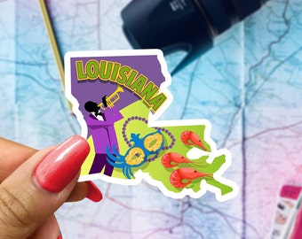Louisiana Travel Sticker, State Souvenir, Louisiana Suitcase Decal, Vacation Stickers