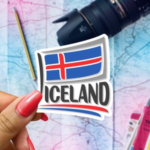 Iceland Flag Travel Sticker, Passport Souvenir, Icelandic Suitcase Decal, Vacation Stickers