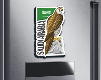 Saudi Arabia Graphic Map and Attractions Souvenir Fridge Magnet
