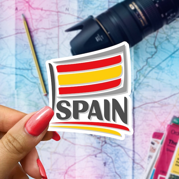 Spain Flag Travel Sticker, Passport Souvenir, Spanish Suitcase Decal, Vacation Stickers