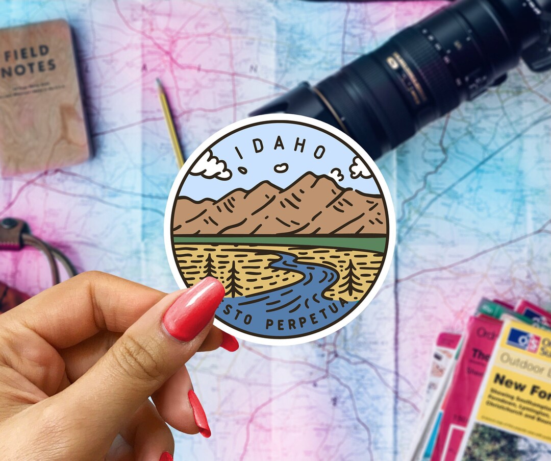 Idaho Travel Sticker, State Badge Souvenir, Idaho Suitcase Decal ...