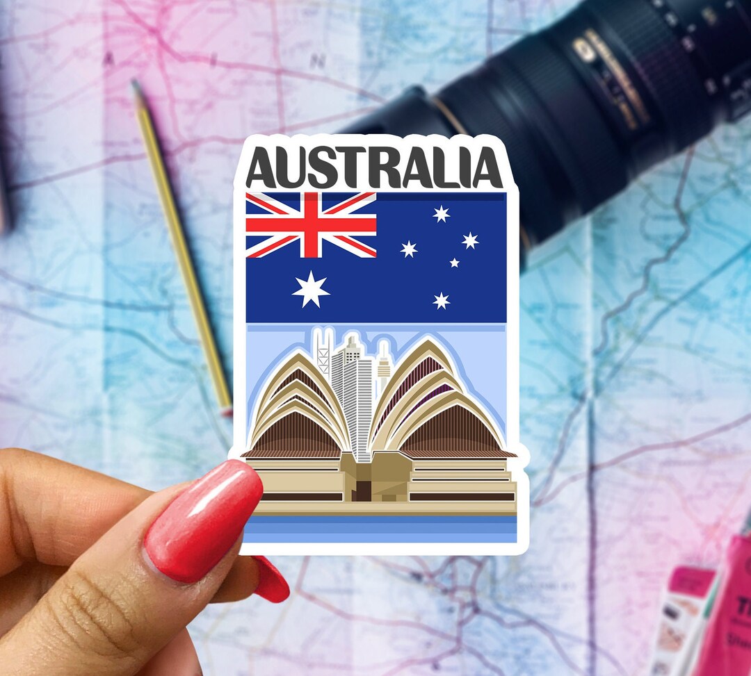 Australia Travel Sticker, Passport Souvenir, Australian Suitcase Decal ...