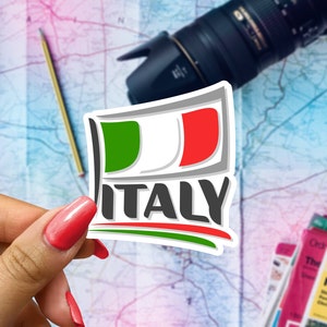 Italy Flag Travel Sticker, Passport Souvenir, Italian Suitcase Decal, Vacation Stickers