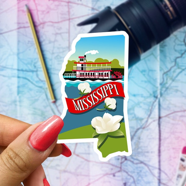 Mississippi Travel Sticker, State Souvenir, Mississippi Suitcase Decal, Vacation Stickers