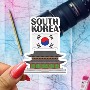 South Korea Travel Sticker, Passport Souvenir, South Korean Suitcase Decal, Vacation Stickers