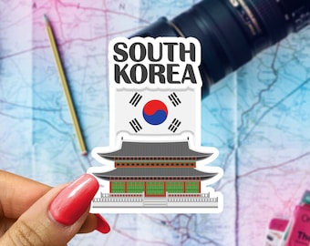South Korea Travel Sticker, Passport Souvenir, South Korean Suitcase Decal, Vacation Stickers