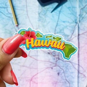 Hawaii Travel Sticker, State Souvenir, Hawaii Suitcase Decal, Vacation Stickers