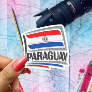 Paraguay Flag Travel Sticker, Passport Souvenir, Paraguayan Suitcase Decal, Vacation Stickers