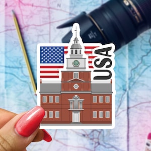 United States of America Travel Sticker, Passport Souvenir, American Suitcase Decal, Vacation Stickers